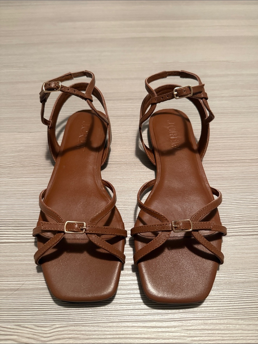 J. Crew Women's Strappy Square-Toe Sandals in Brown